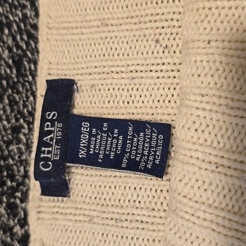 Chaps Sweater in Black, Gray, and White 1X - Picture 2 of 4